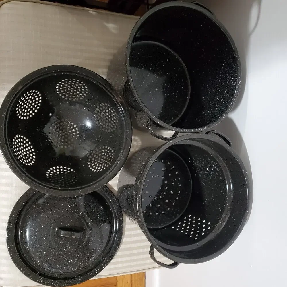 Vintage 4pcs Blancher Stock Pot with Drainer Insert